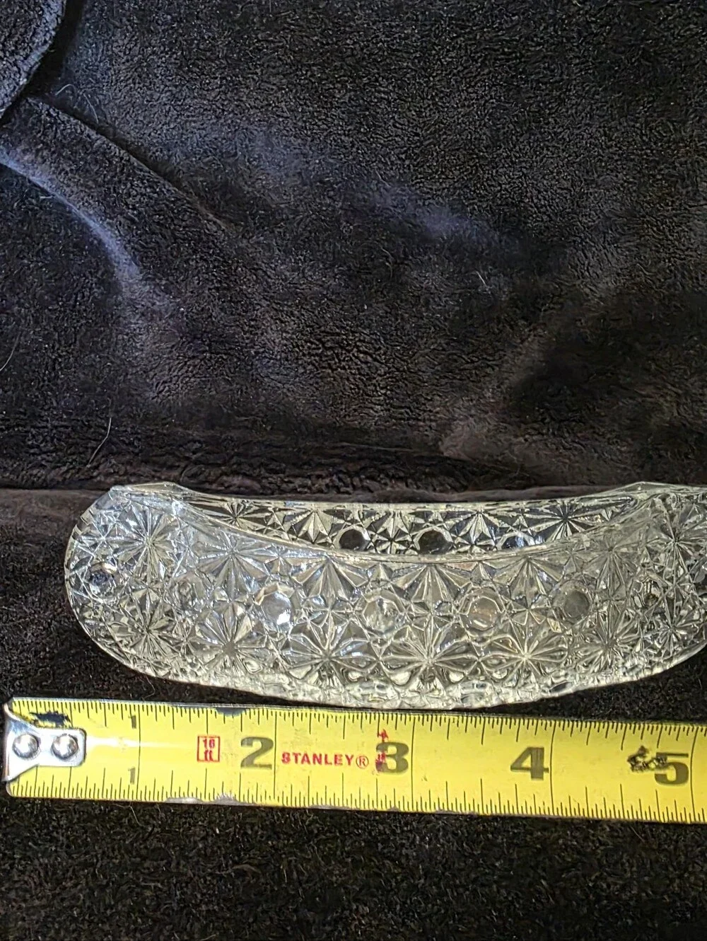 Vintage Fenton Daisy & Button Clear Pressed Glass Canoe Shaped Candle Holder 6